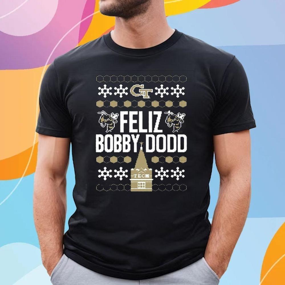 Georgia Tech Feliz Bobby Dodd Ugly Christmas Shirt